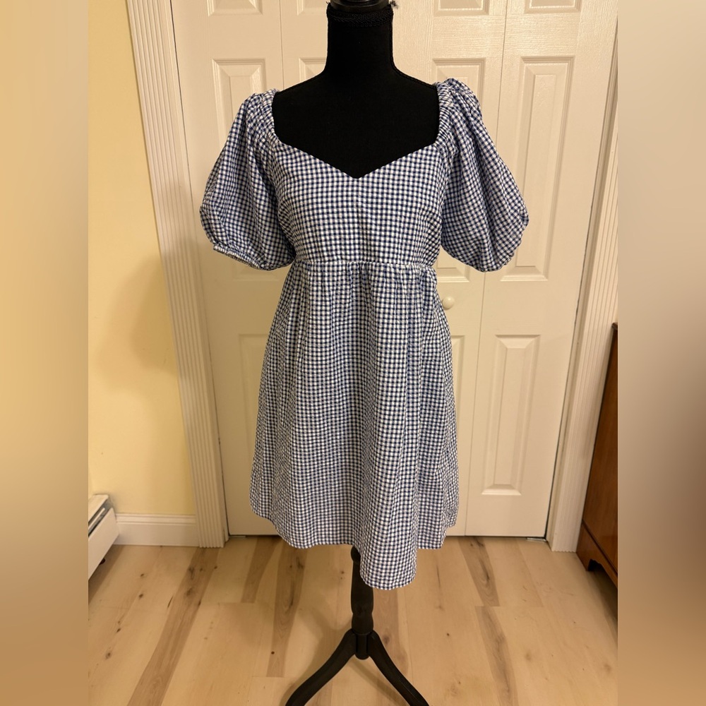 Old Navy Blue and White Textured Dress